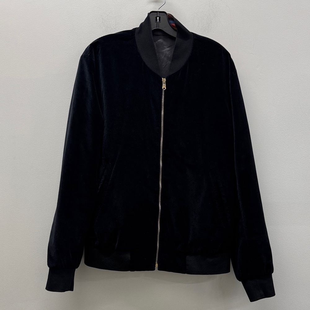 Paul Smith Black Velvet/Velour Bomber Jacket - Zip Front Size L